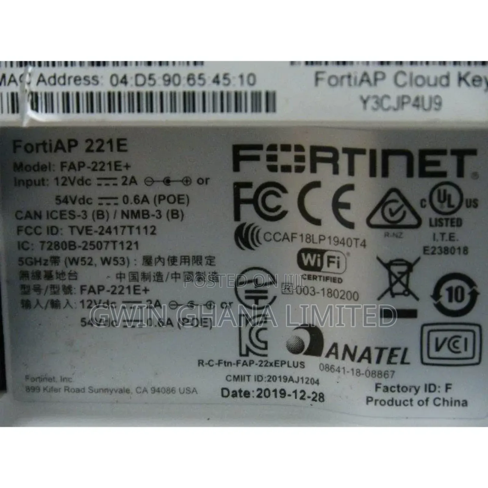 Fortinet Poe Wireless Access Point Fortiap Fap-221e. Dual Band.+Holder