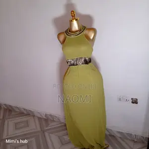 Elegant Lime Green Halter Maxi Dress With Beaded Detail