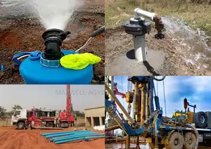 Borehole Drilling With Installation of Pump and Blue Pipes