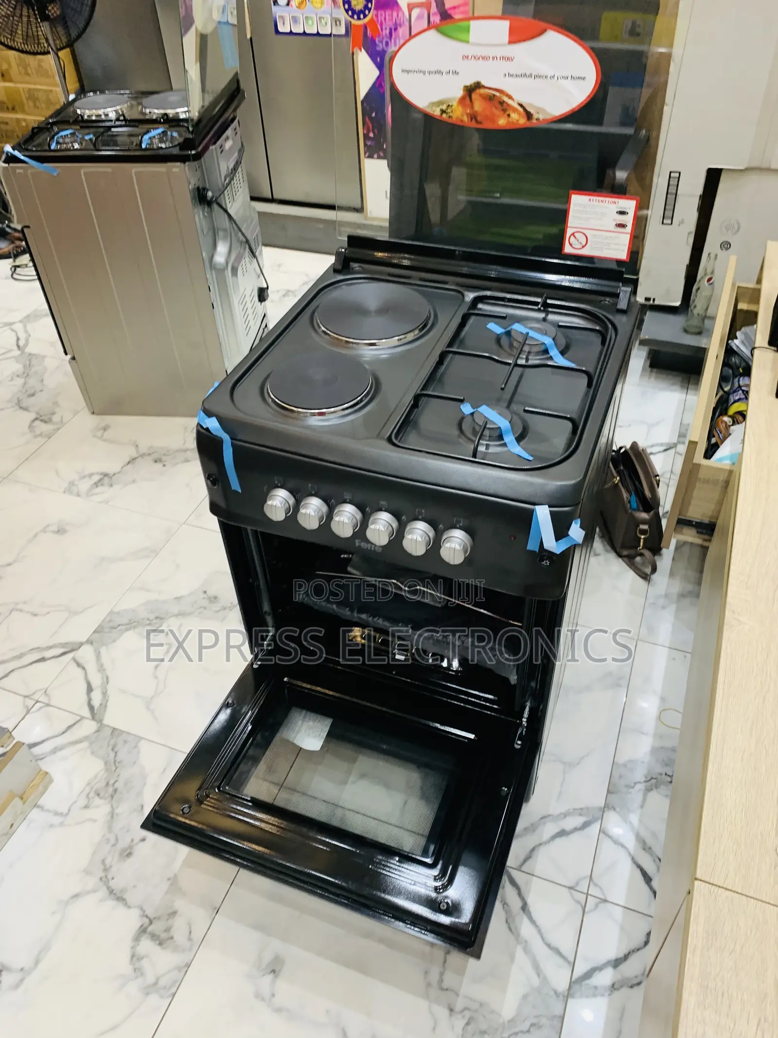Freestanding Volcano 50-50 Gas Electric Cooker 2-2 Black.