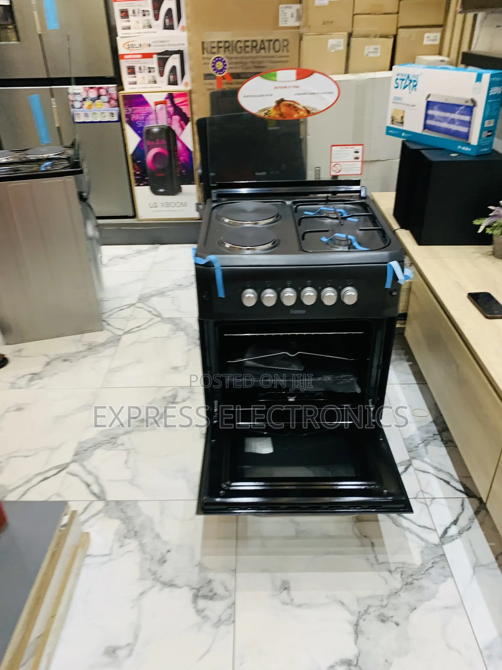 Spectacular Performance Black Gas Electric Cooker 2-2 50-50