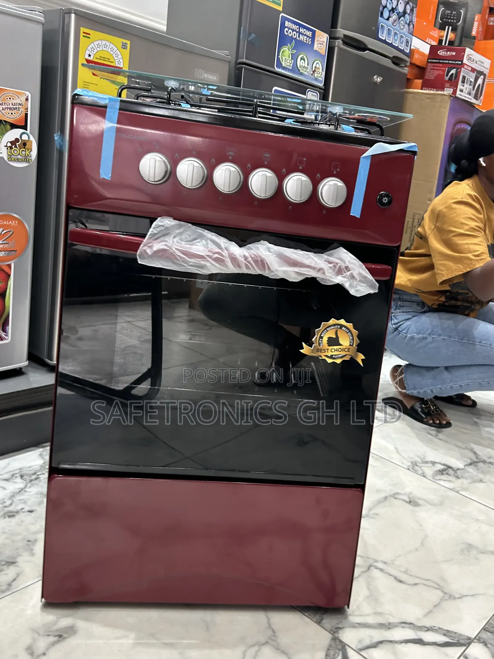 Choose Reliable (Red) Volcano 4 Gas Cooker 50x50 Oven With Grill