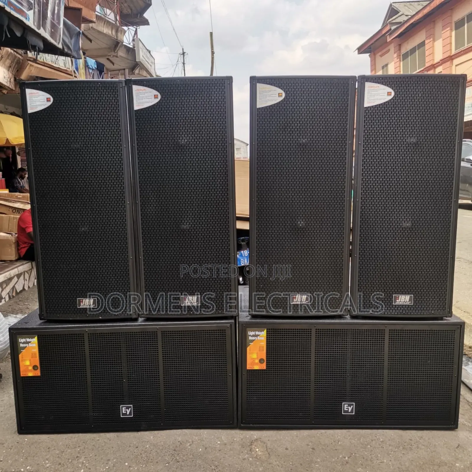 2pairs of JBN Full Range and a Pair of Ev Double Bass Speakers
