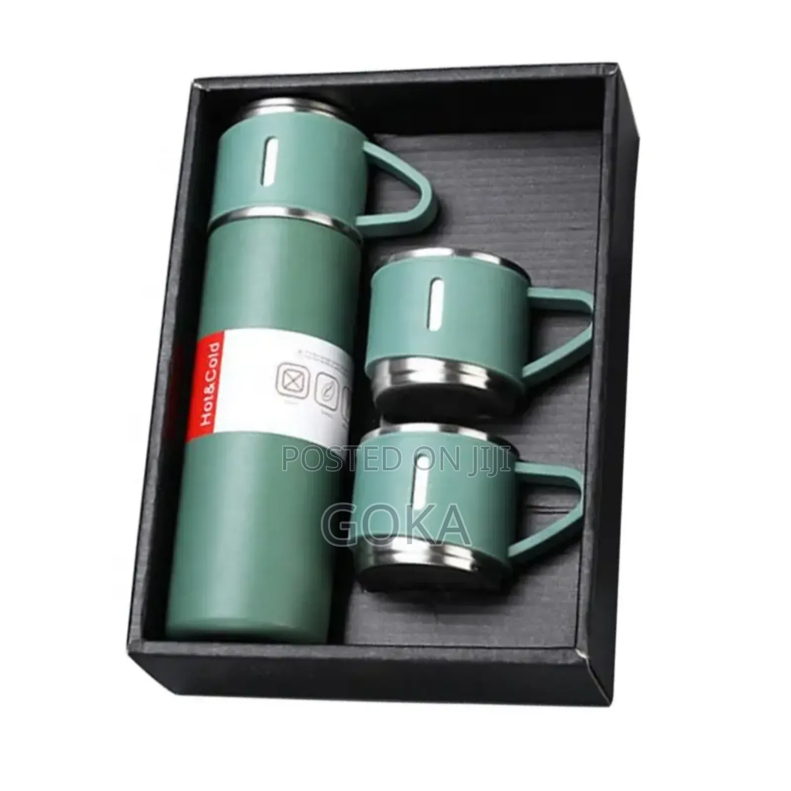 Double-Wall Thermal Mug Water Bottle Gift Set 2 Extra Cups