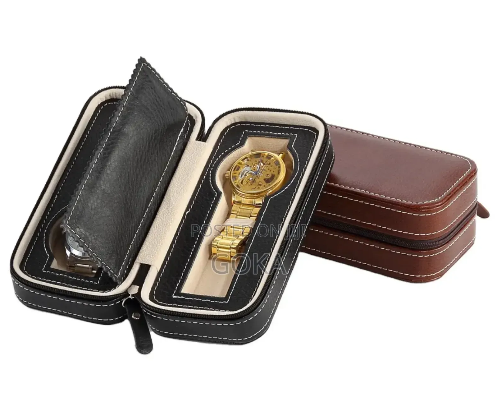 Zipper 2 Slot Travel Watch Case Protector