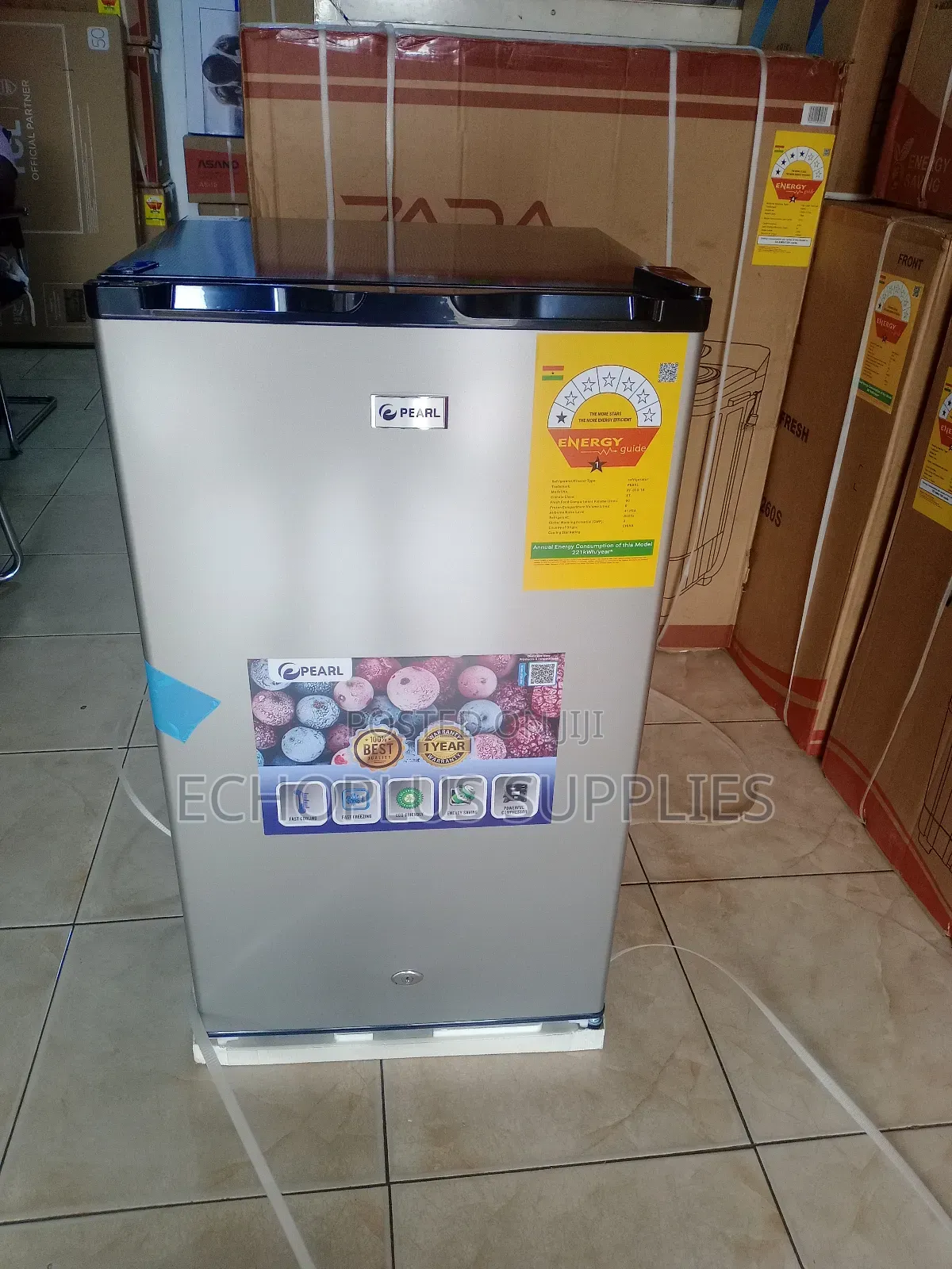 Pearl Table Top Fridge/80 Liters/ Single Door/Glass Design