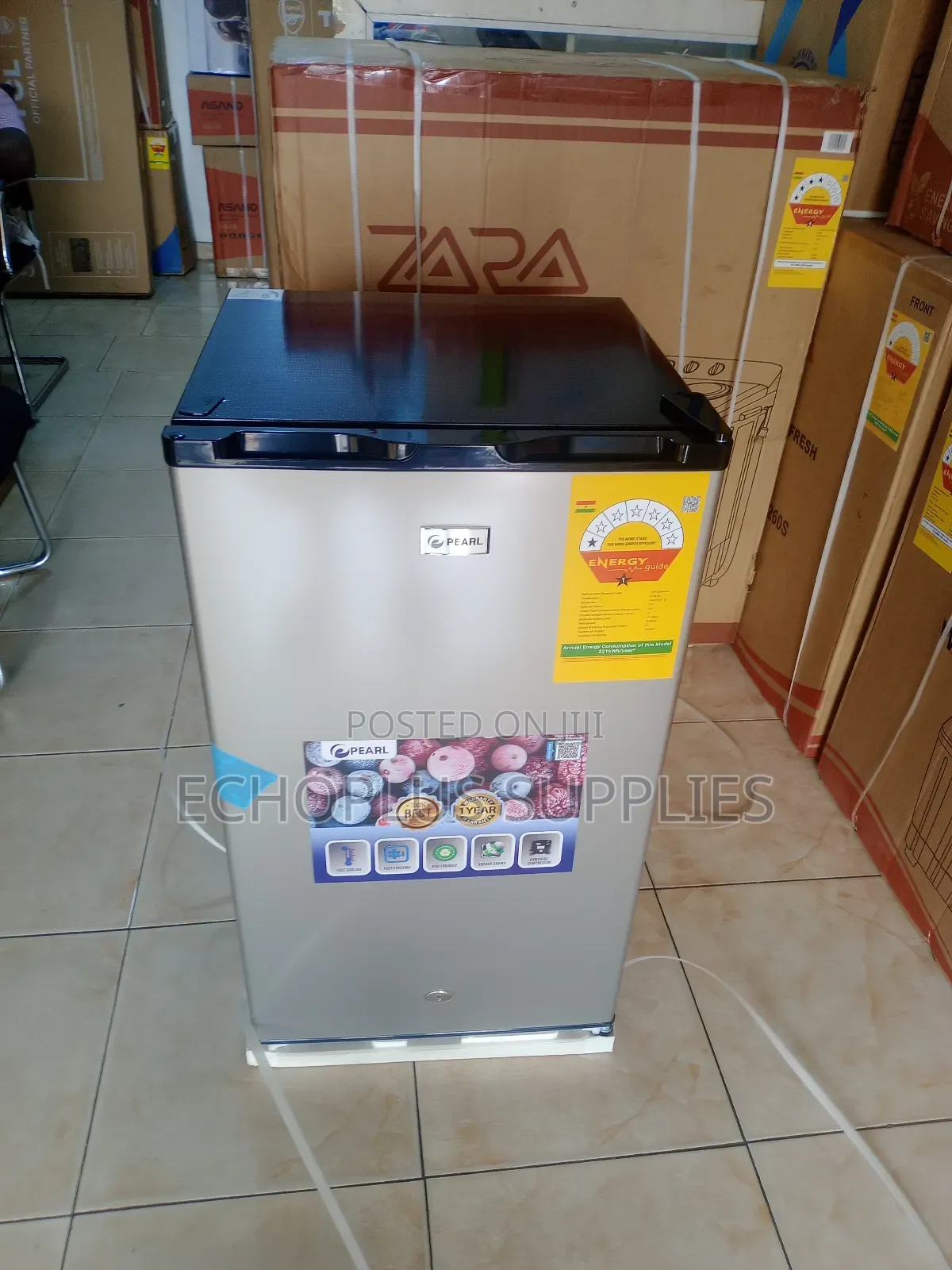 Pearl Table Top Fridge/80 Liters/ Single Door/Glass Design