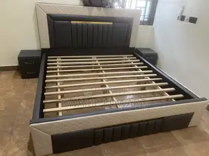 Gray Color Queen Size Bed Frame With Two Beds Side Drawers Available