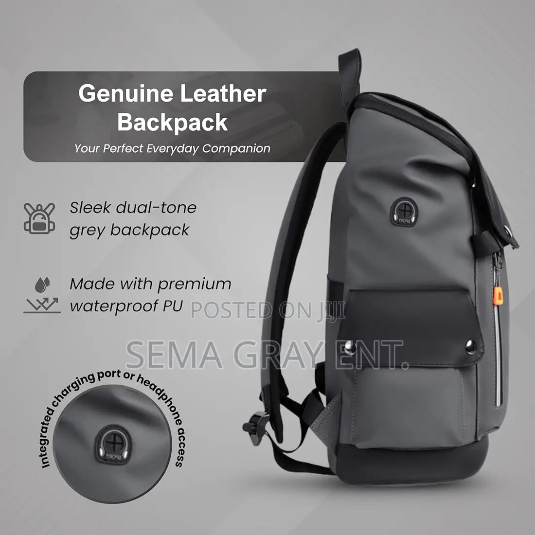 Waterproof Leather Urban Backpack - Men Women