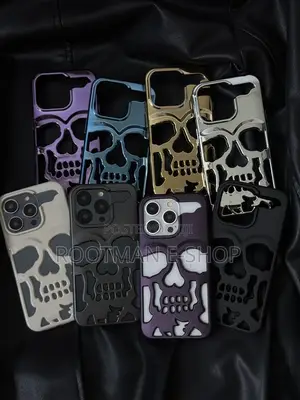 Luxury Matte Plating Metallic Skull Case for iPhone 15 and 16 Pro Max
