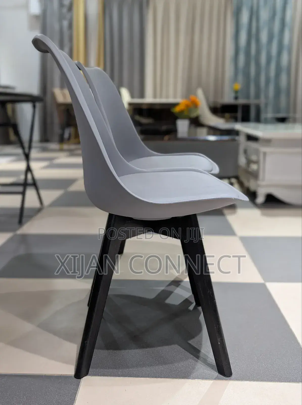 Modern Grey Tulip Dining Chair – Nordic Design With Padded Seat