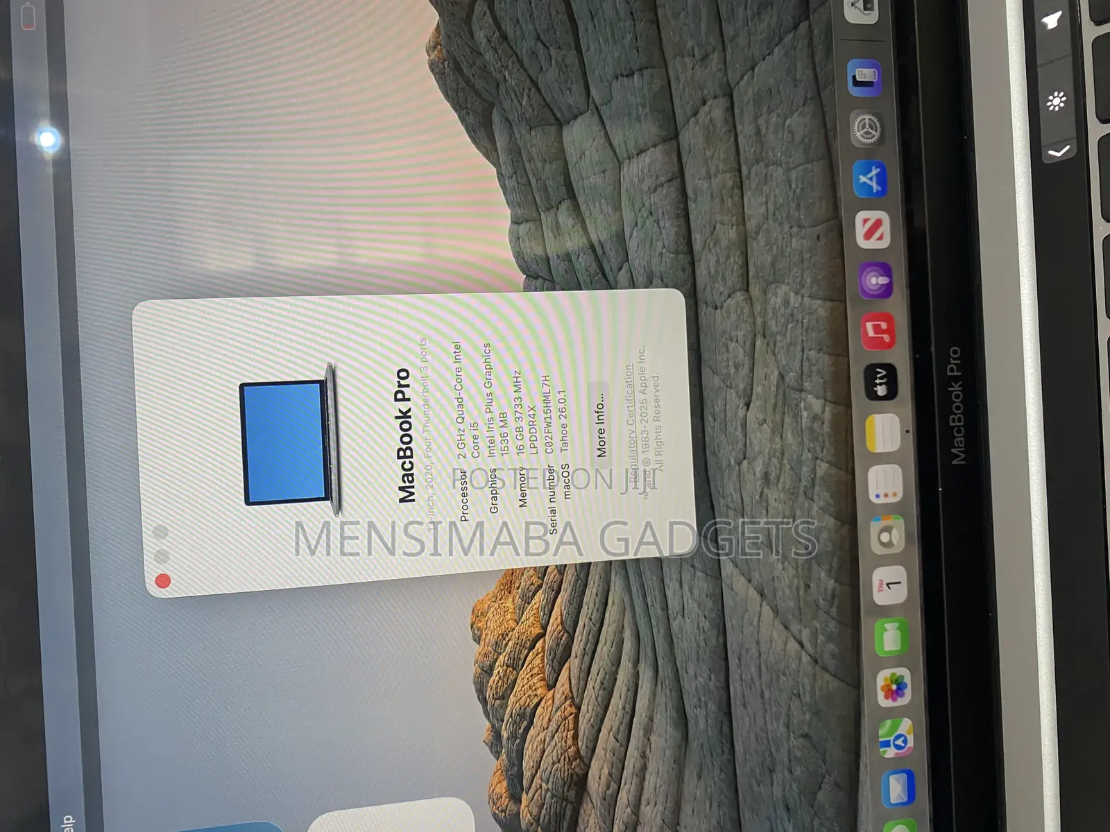 Laptop Apple MacBook Pro 2020 16GB Intel Core i5 SSD 256GB