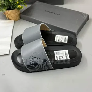 Balenciaga Men's Slides In A Grey And Black Color
