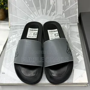 Balenciaga Men's Slides In A Grey And Black Color