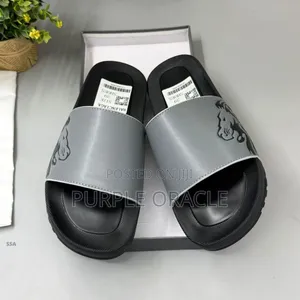 Balenciaga Men's Slides In A Grey And Black Color