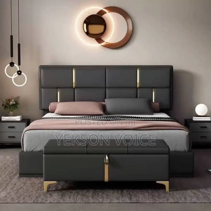 Executive Queen Size Bed Frame With Drawers and Ottoman