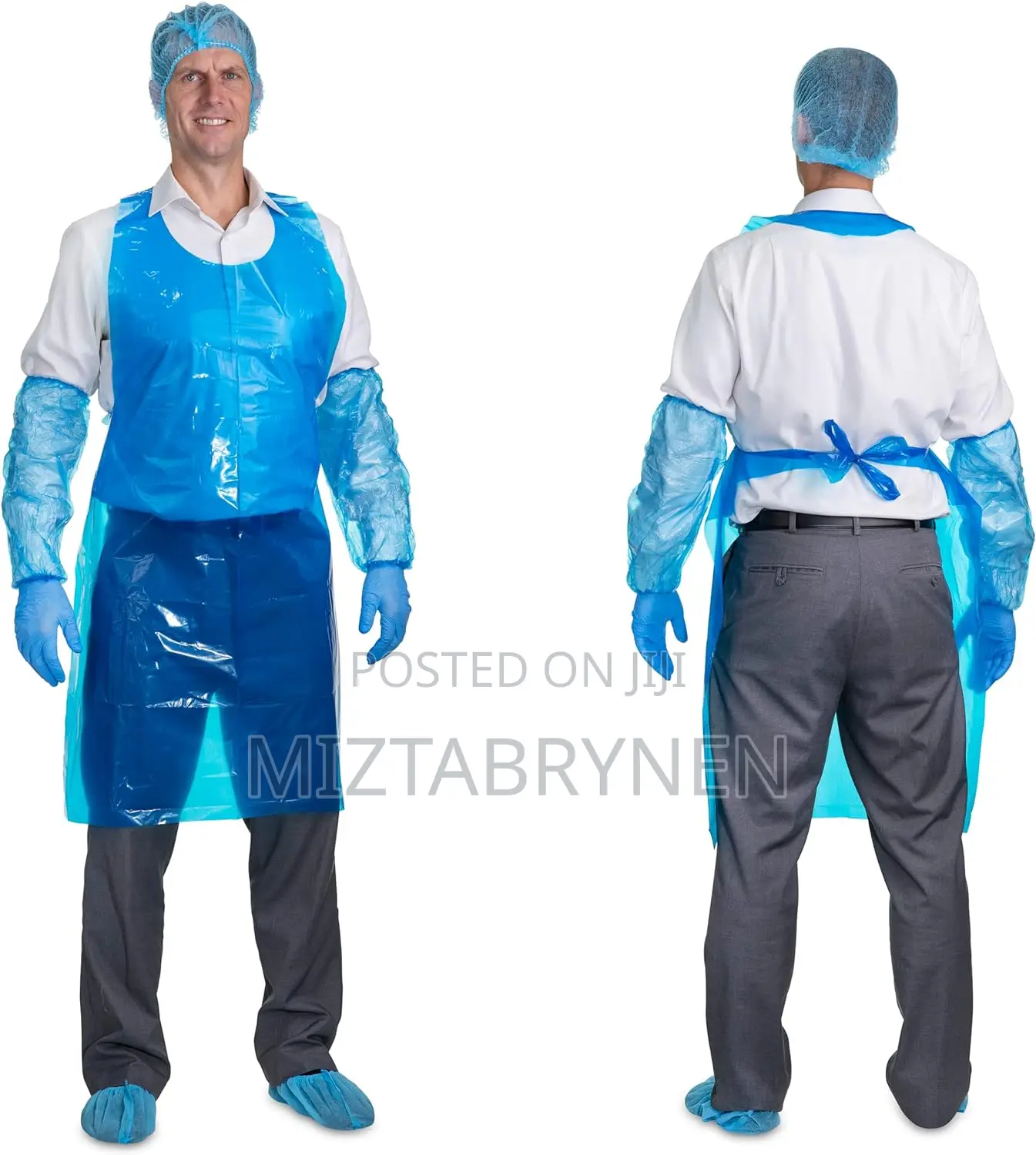 100 Blue Poly Disposable Aprons