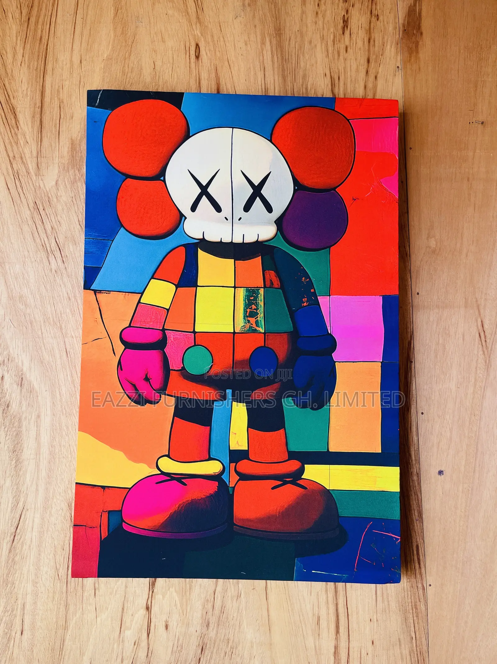 Real Cloth Canvas Multi Colourful Kaws Single Wall Frame Canvas