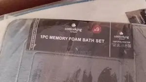 Cotton King 2pc Memory Foam Bath Mat Set Soft Absorbent Sliver Grey