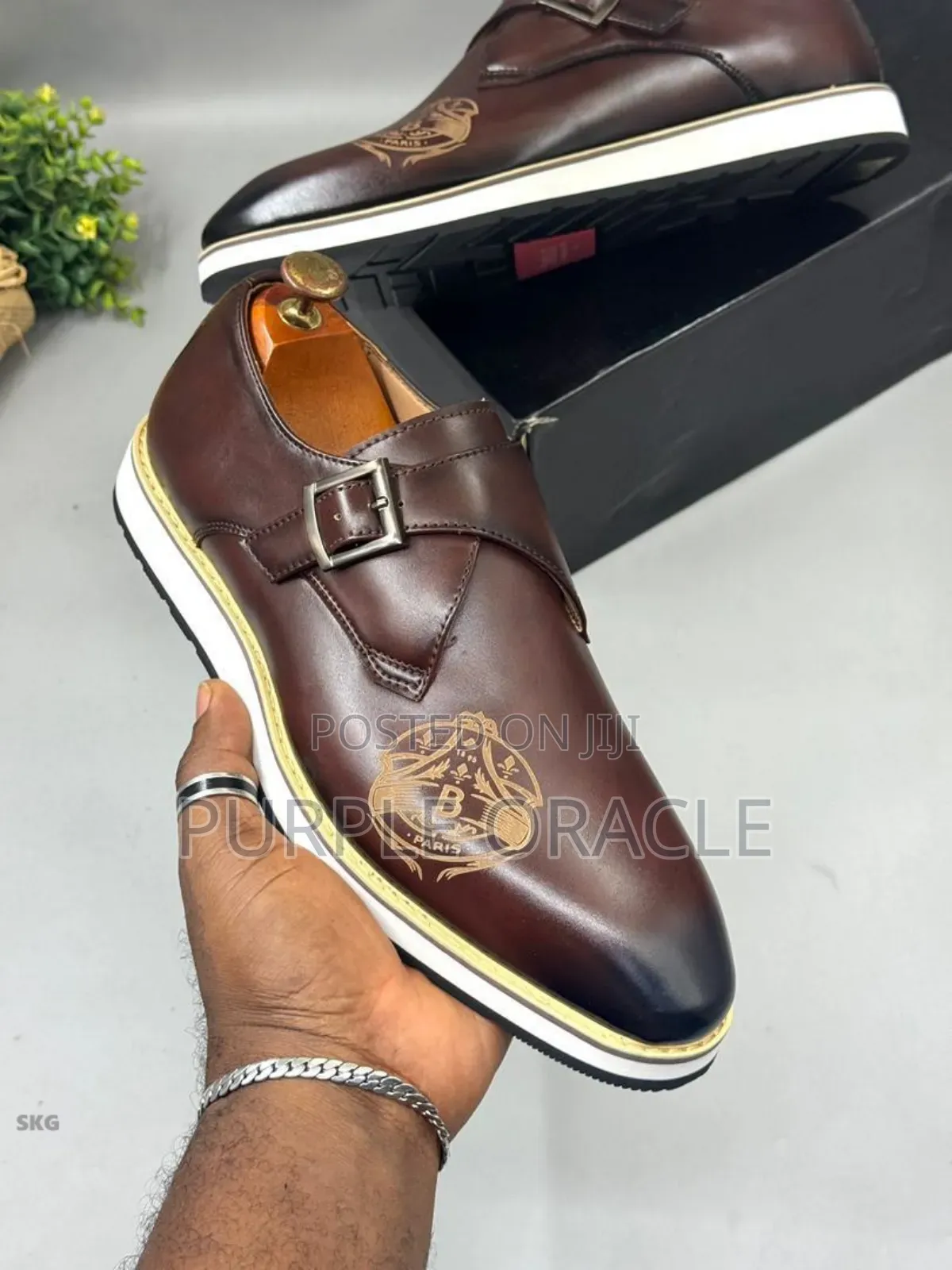 Paris Brown Leather Monk Strap Shoes Loafers