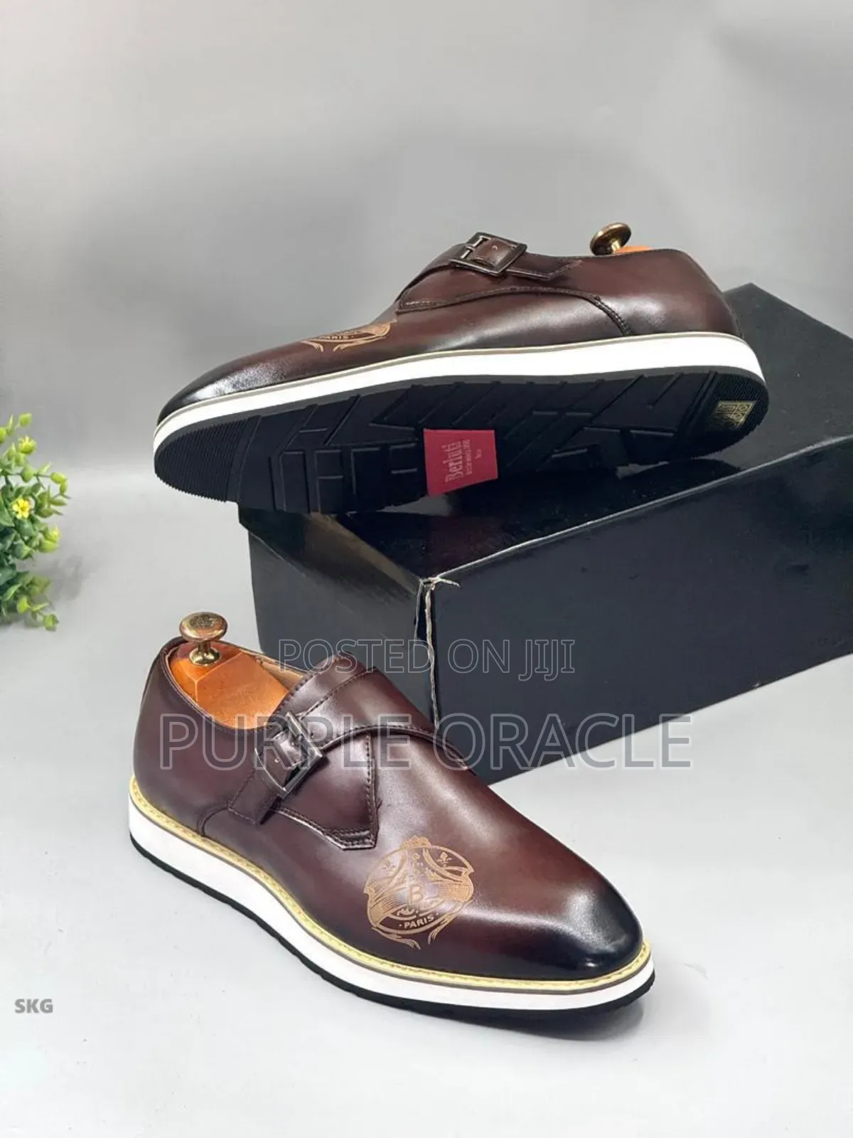 Paris Brown Leather Monk Strap Shoes Loafers