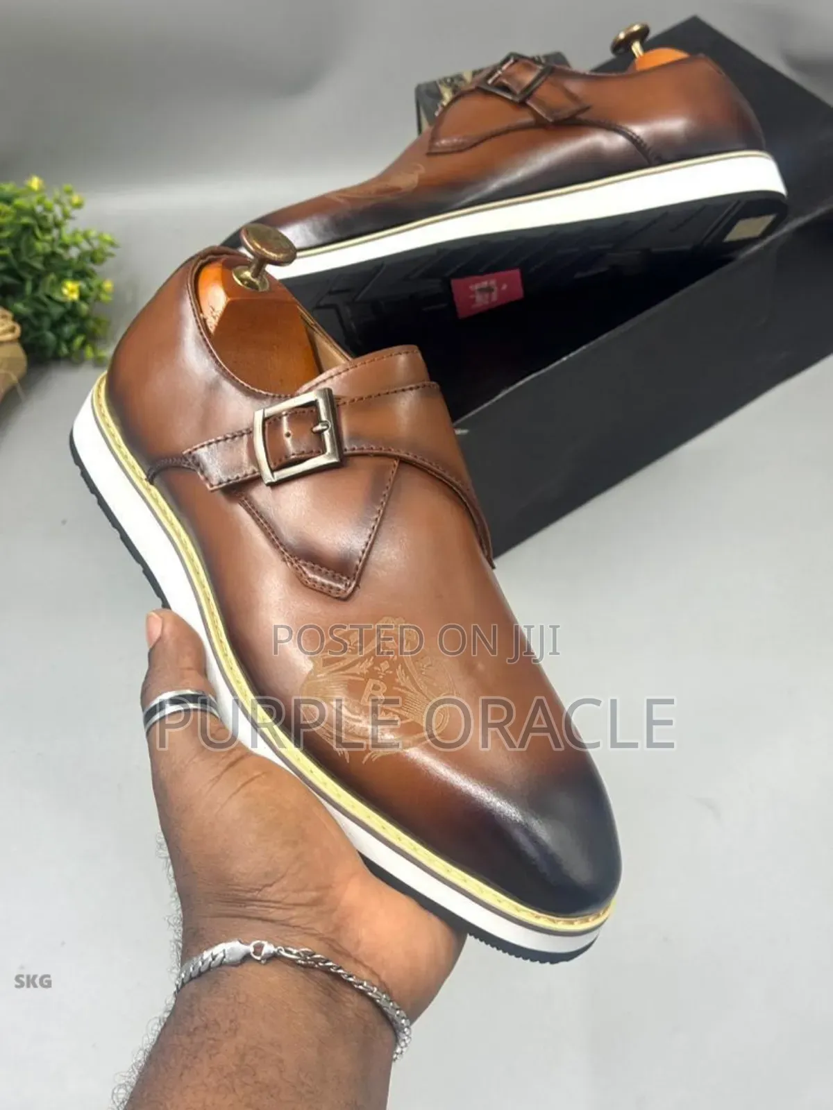 Paris Brown Leather Monk Strap Shoes Loafers
