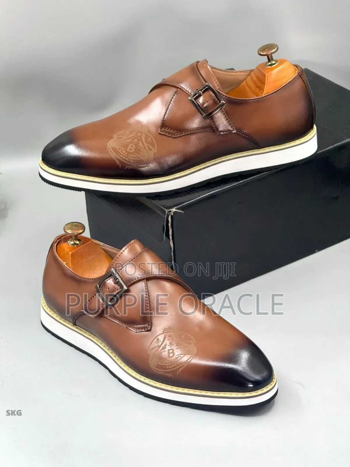 Paris Brown Leather Monk Strap Shoes Loafers