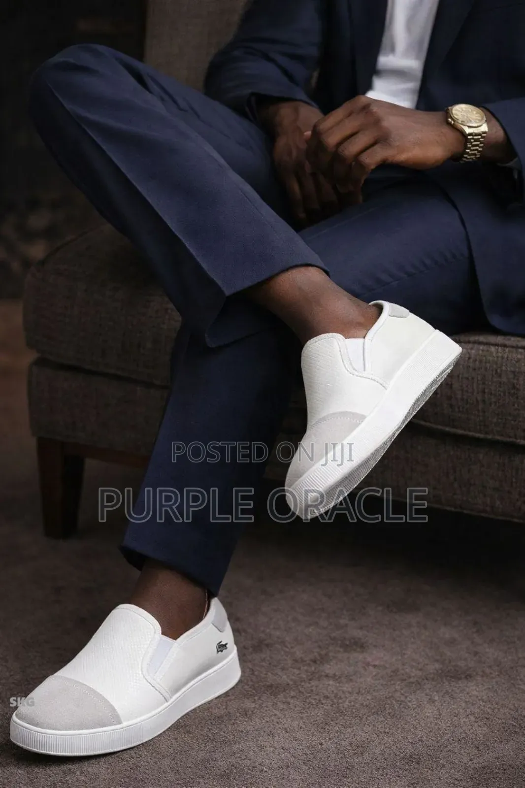 Lacoste Men's White Slip-on Sneakers.