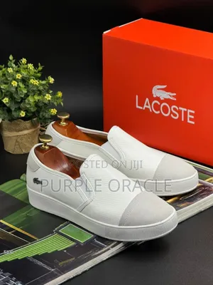 Lacoste Men's White Slip-on Sneakers.
