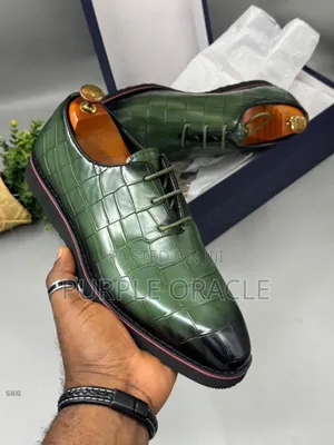 Green and Black Leather Derby Shoes