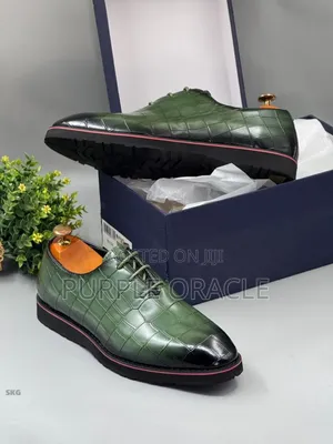 Green and Black Leather Derby Shoes