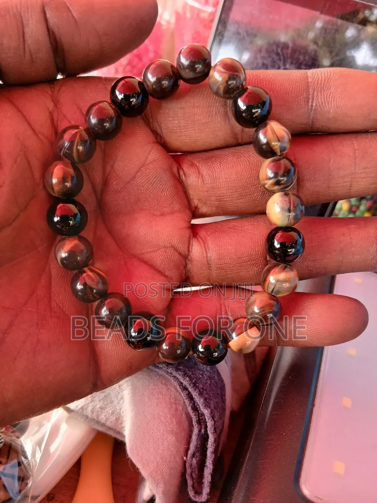 Wooden Piece of Bracelet and Blackstone