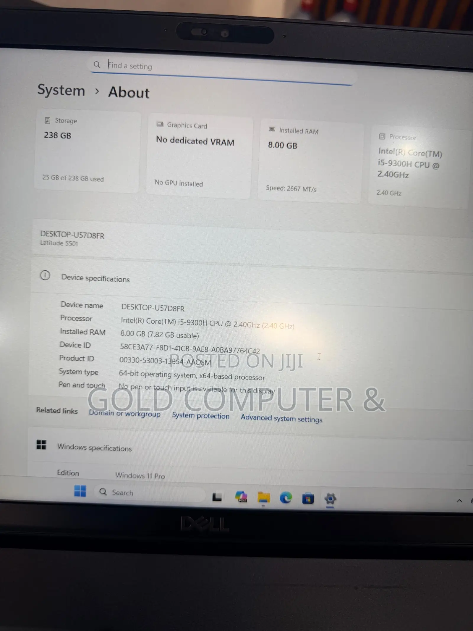 Laptop Dell Latitude 5501 8GB Intel Core i5 SSD 256GB
