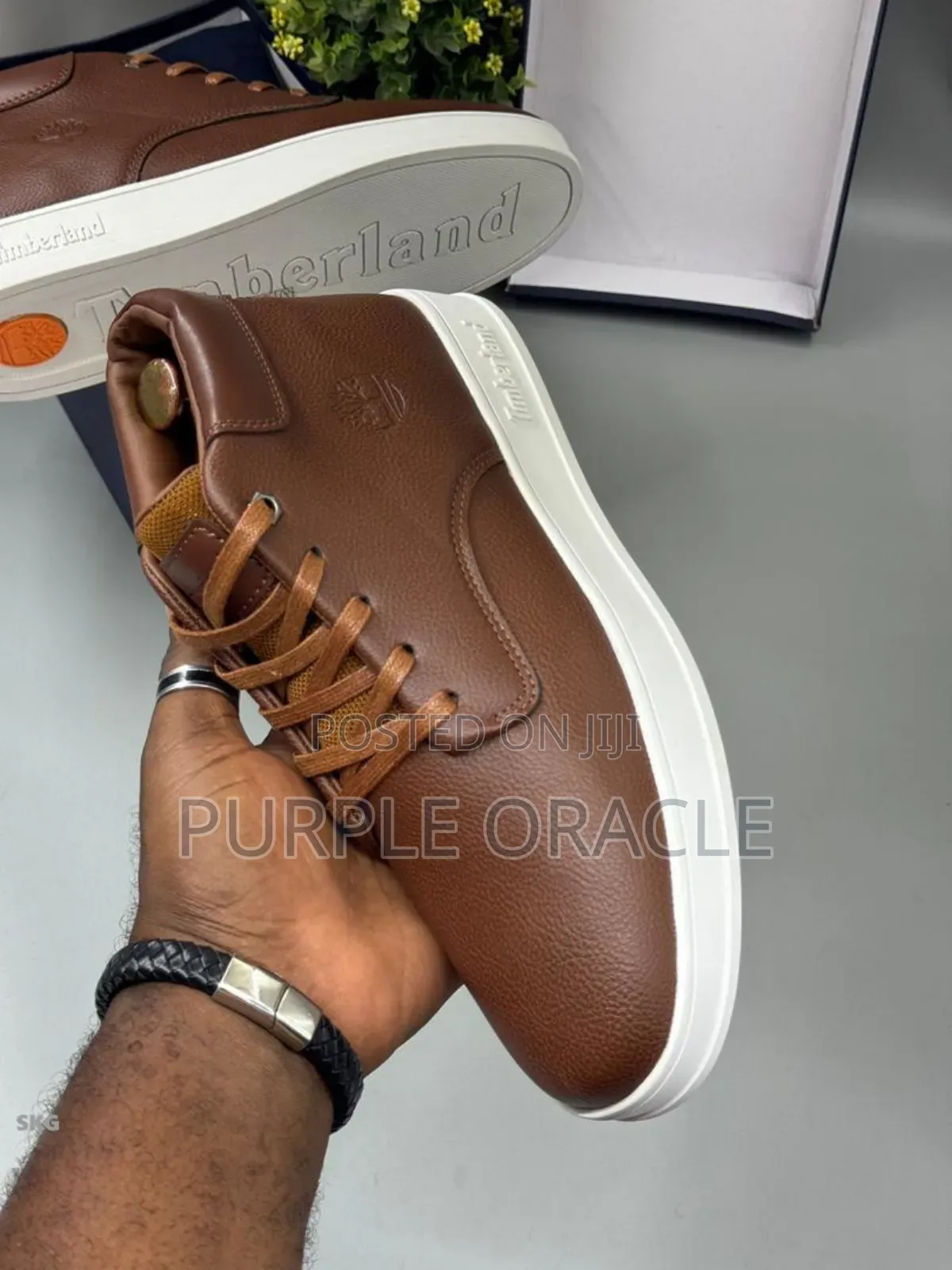 Men's Brown Leather Fashion Sneakers.