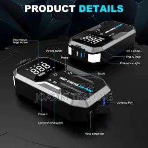 Car Jump Starter With Air Pump, 16,000mah Battery, 2000a Peak Current