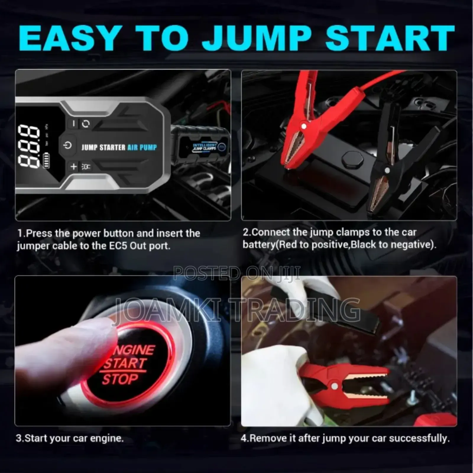 Car Jump Starter With Air Pump, 16,000mah Battery, 2000a Peak Current
