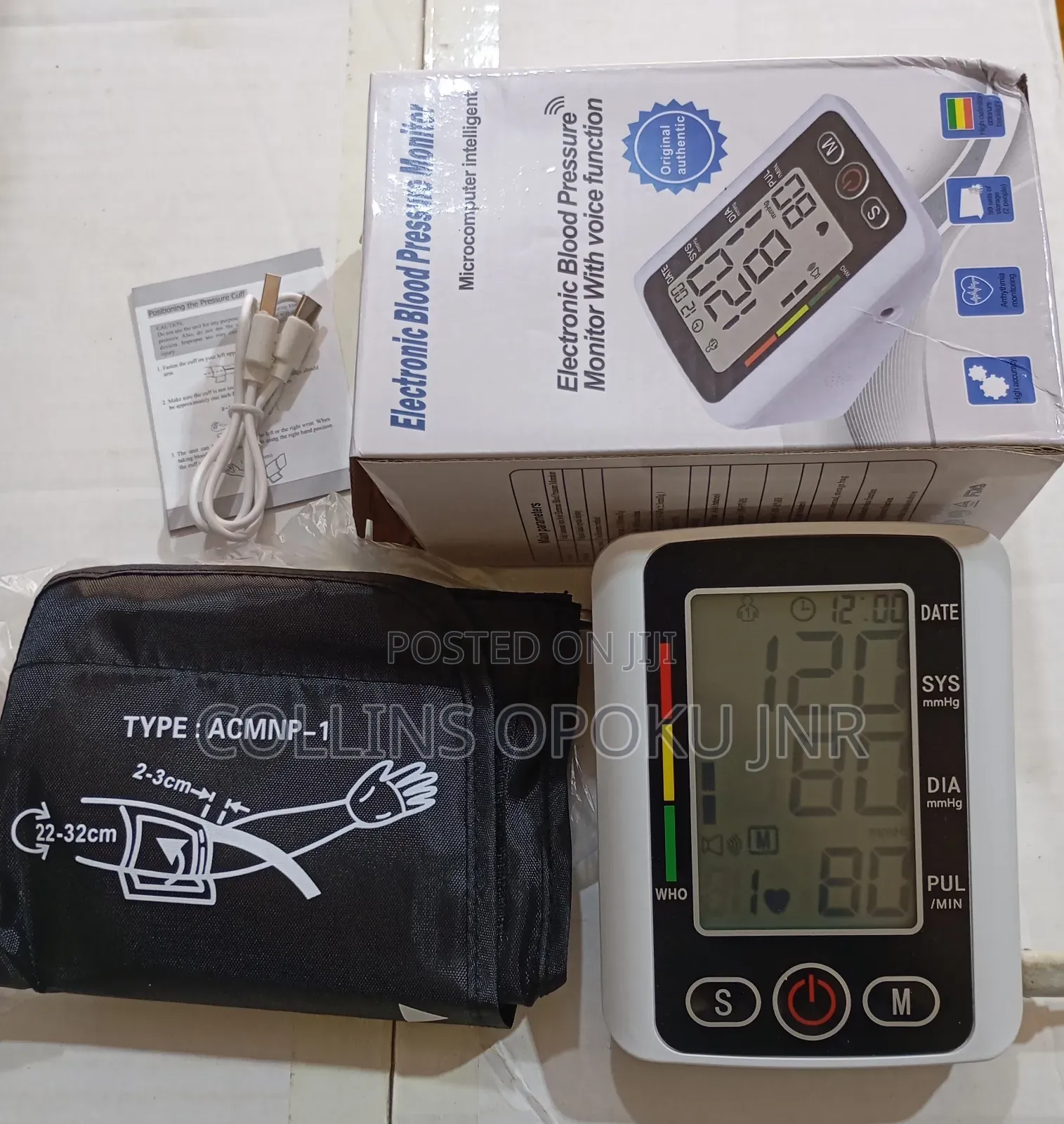 Automatic Blood Pressure Monitor With Voice Recognition - White