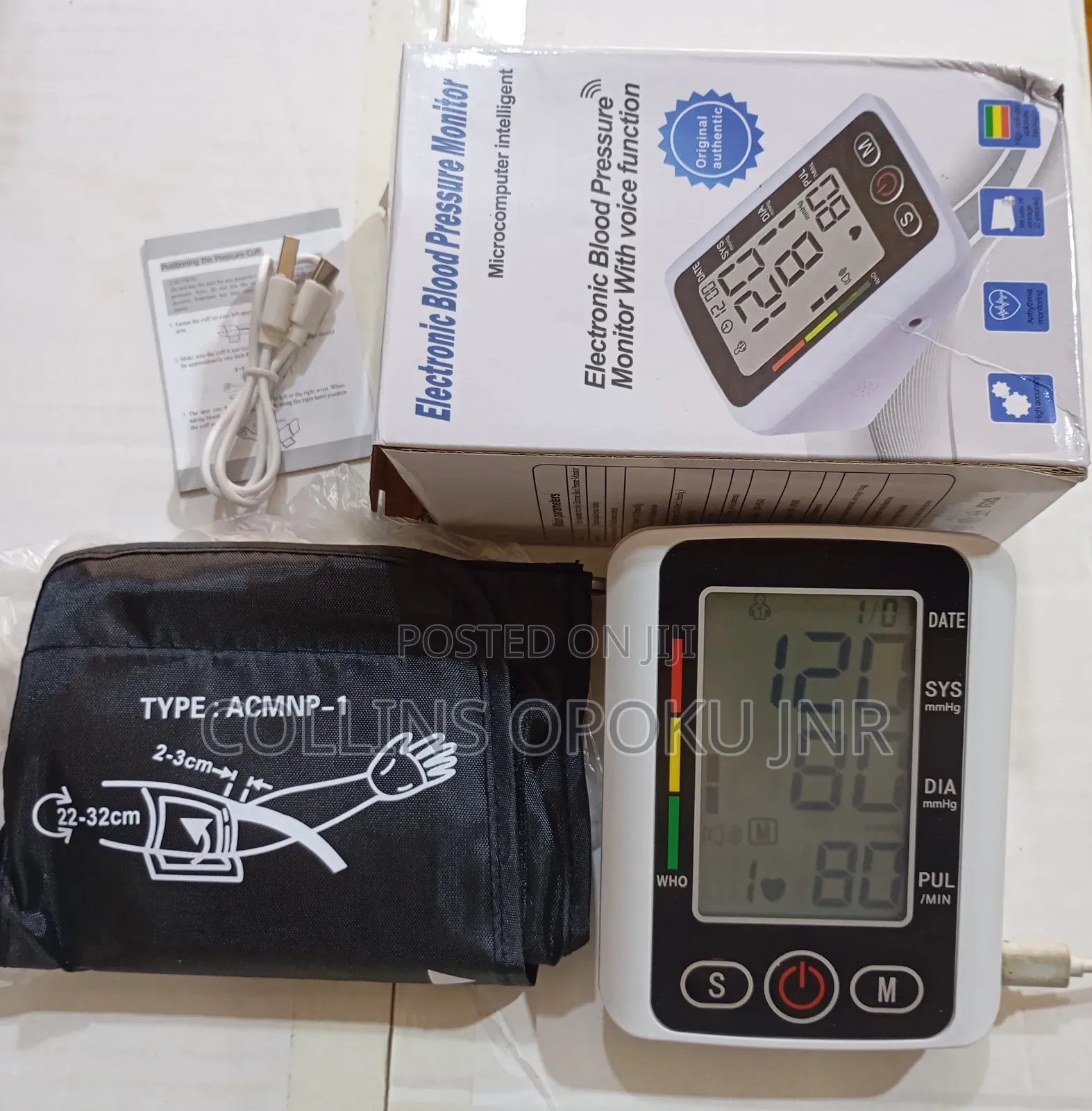 Automatic Blood Pressure Monitor With Voice Recognition - White