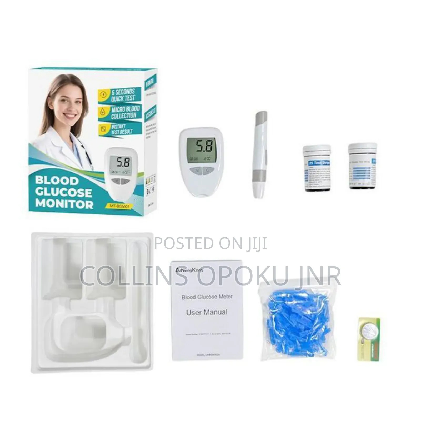 Glucometer Blood Glucose Test Machine Monitor + 50 Strips + 50 Lancets