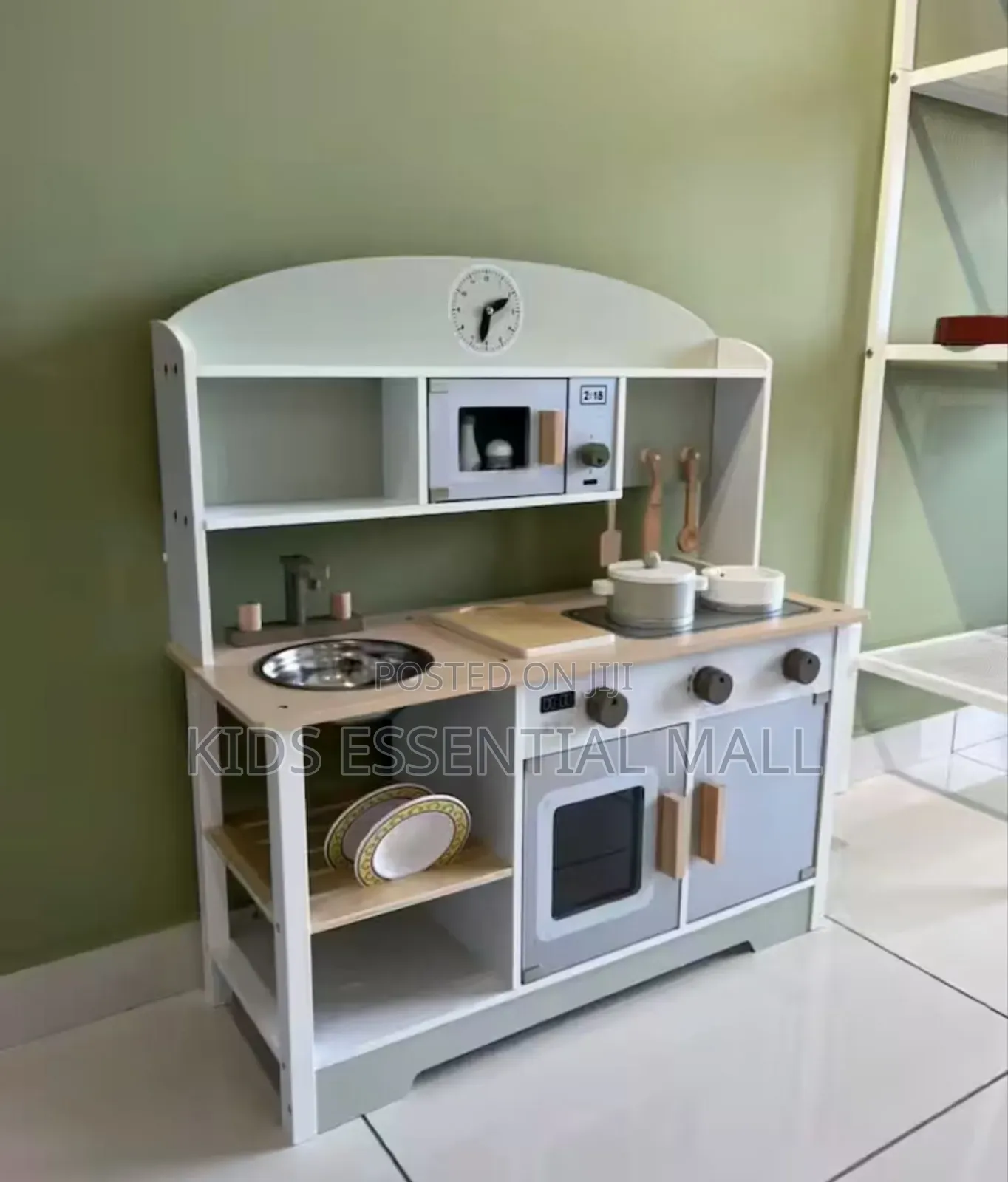 Kids Wooden Play Kitchen Set With Realistic Features