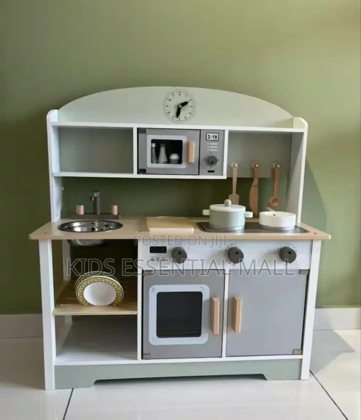 Kids Wooden Play Kitchen Set With Realistic Features