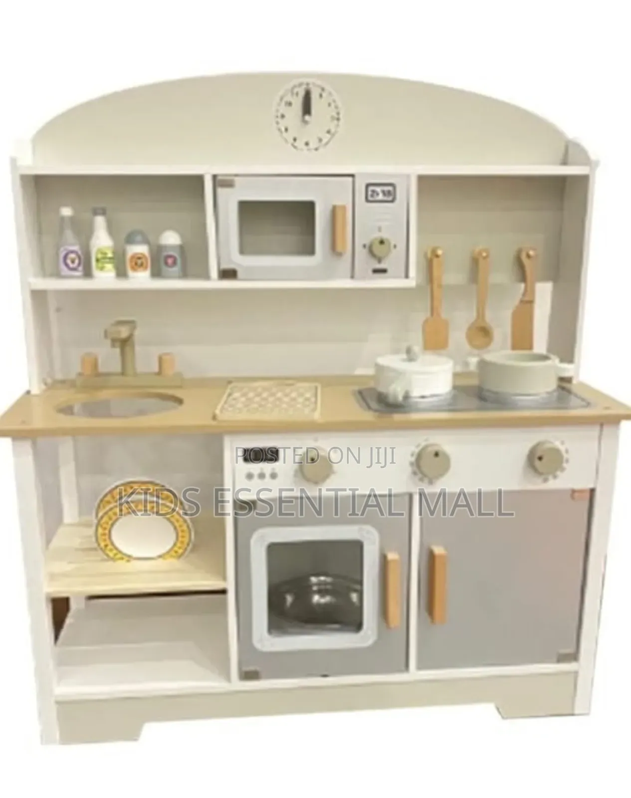 Kids Wooden Play Kitchen Set With Realistic Features