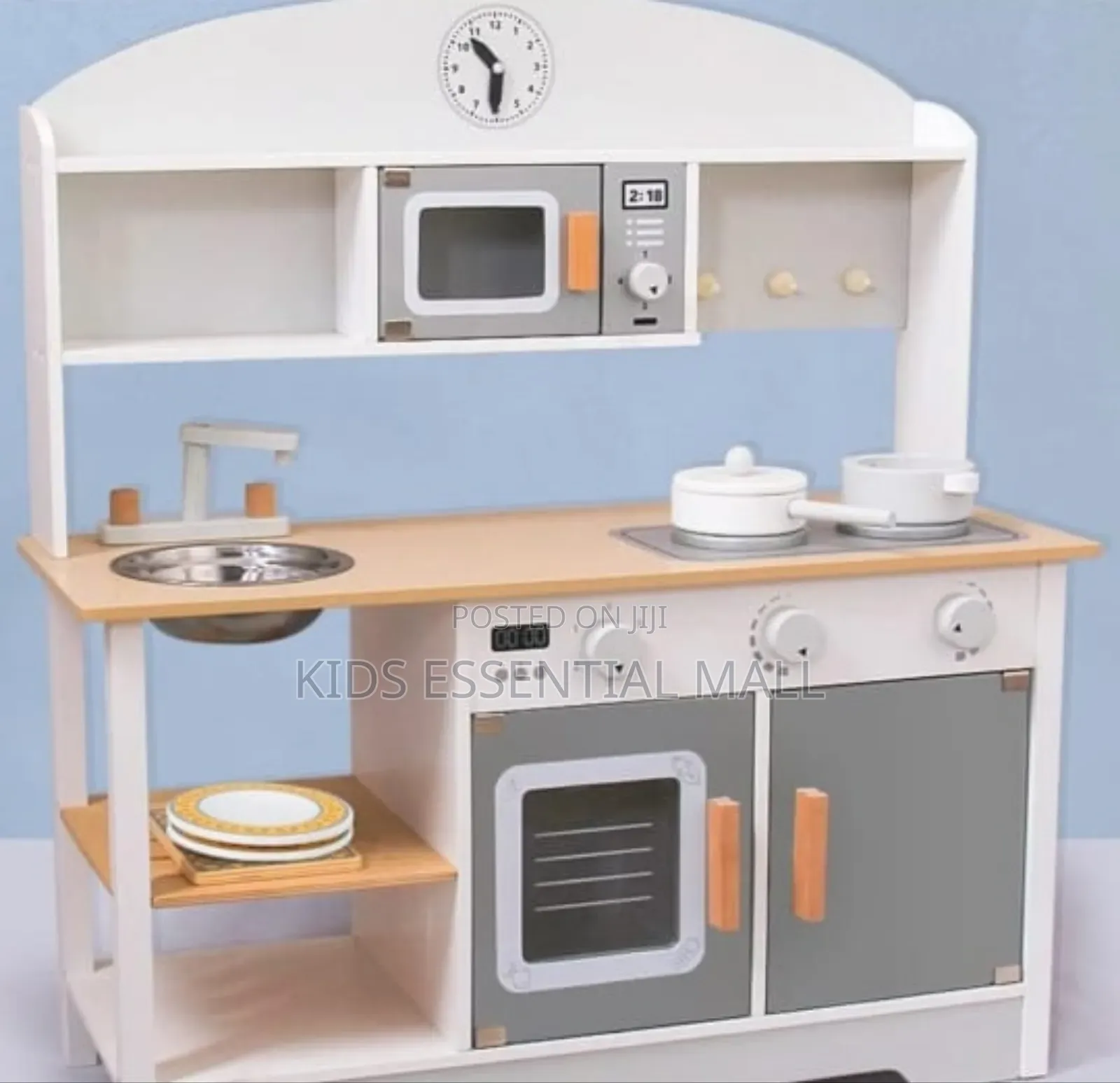 Kids Wooden Play Kitchen Set With Realistic Features