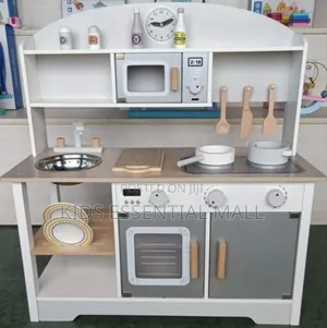 Kids Wooden Play Kitchen Set With Realistic Features