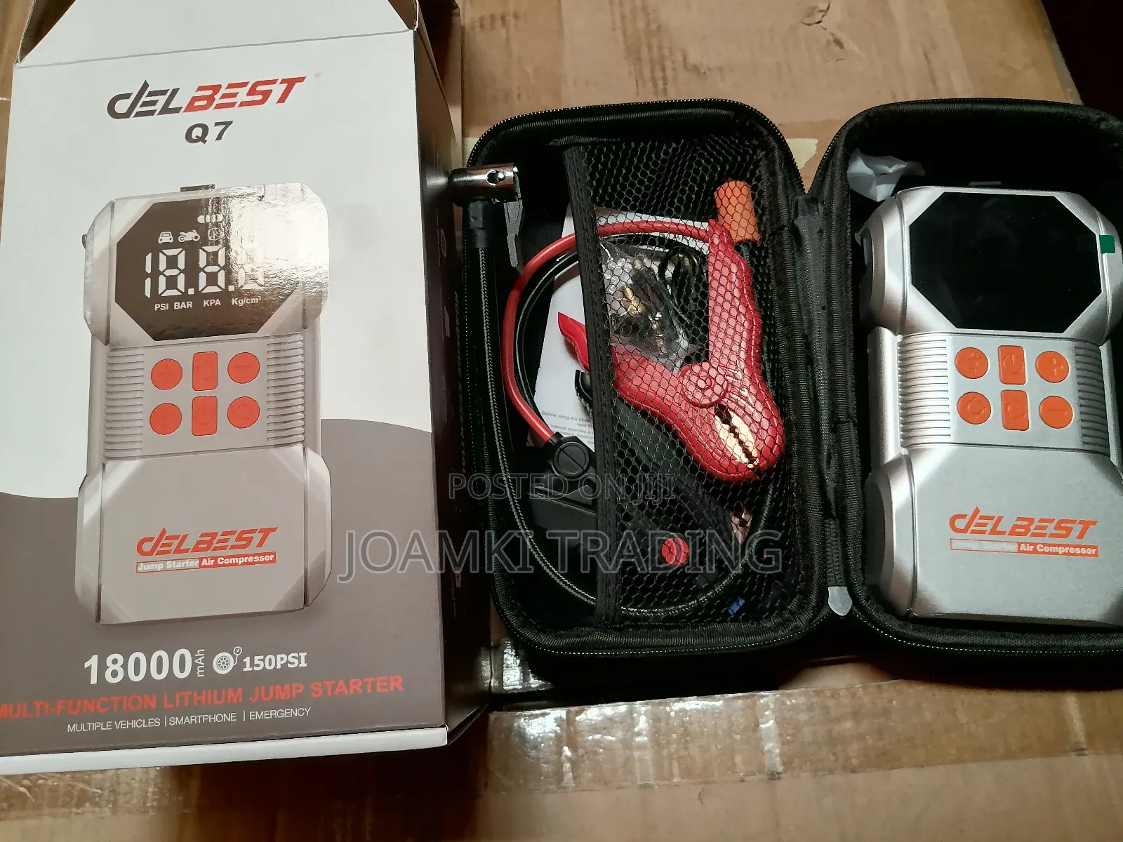 Delbest Q7 Jump Starter + Air Compressor, 18,000 Mah Battery,1400a P/C