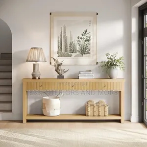 Console Table With Drawers (Brown)
