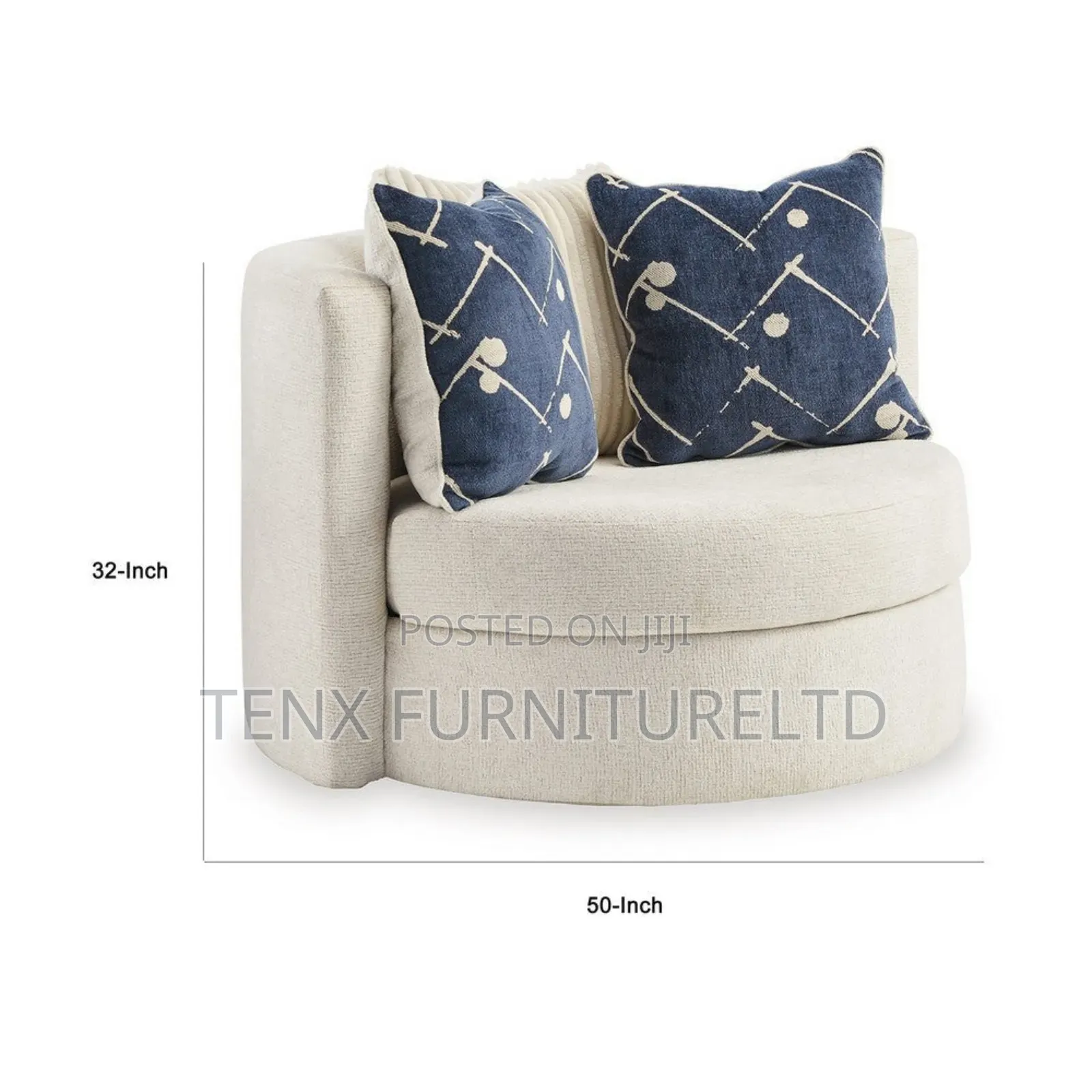 Accent Chair (Ivory) With 3 Pillows