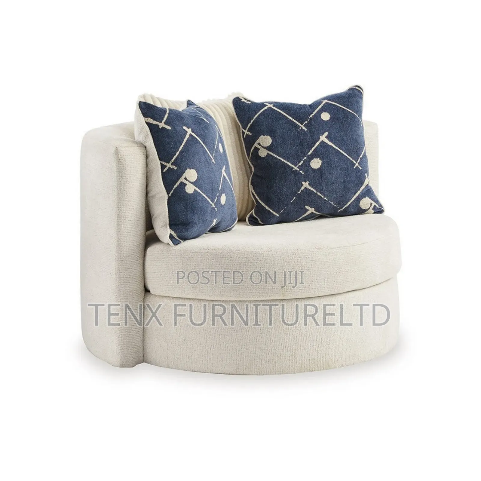 Accent Chair (Ivory) With 3 Pillows