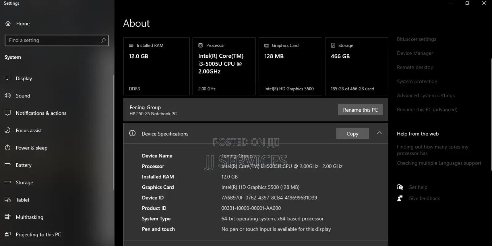Laptop HP 250 G5 12GB Intel Core i3 HDD 500GB