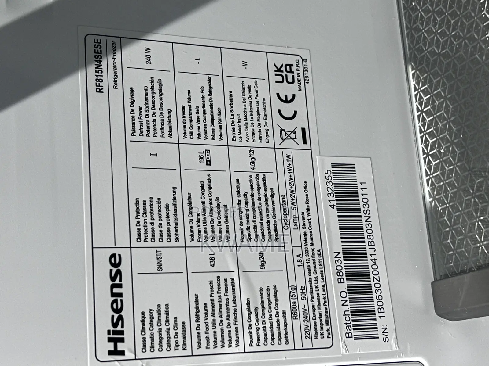 Hisense Pureflat Rf815n4sese Smart Fridge Freezer From Uk